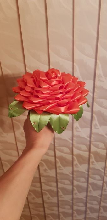 Ръчноизработен вечен букет - изкуствен, направен от панделки