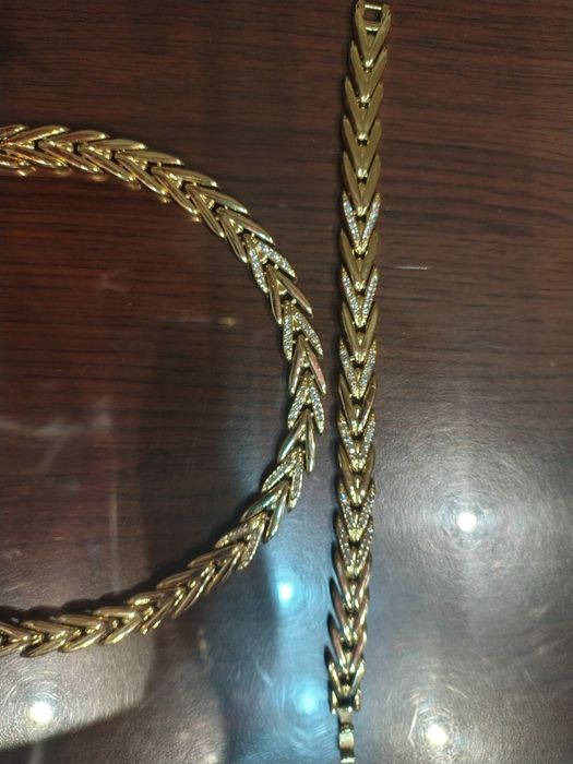 Lant si bratara antialergic, placate cu aur 14k