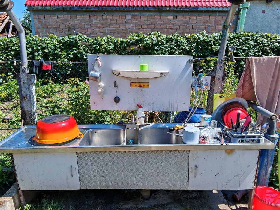 Chiuveta - Spalator industrial/profesional inox 2 cuve centrale 2 scurgatoare