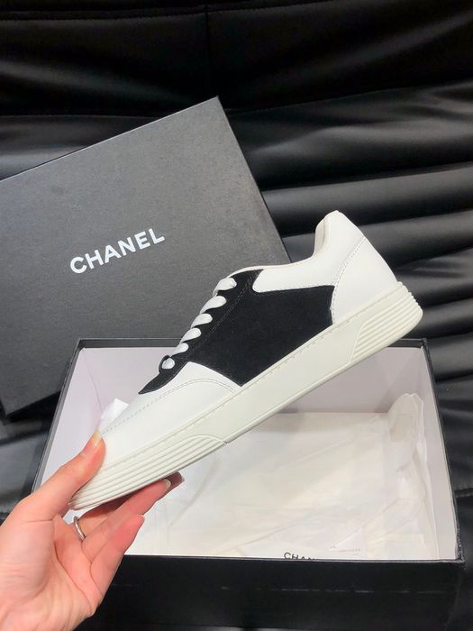 Adidasi Chanel CC Logo Low-Top Sneakers White/Black
