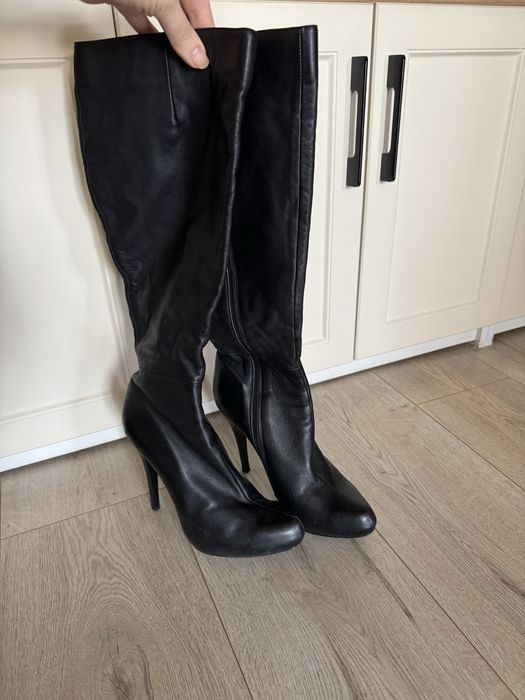 демисезонные кожаные сапоги