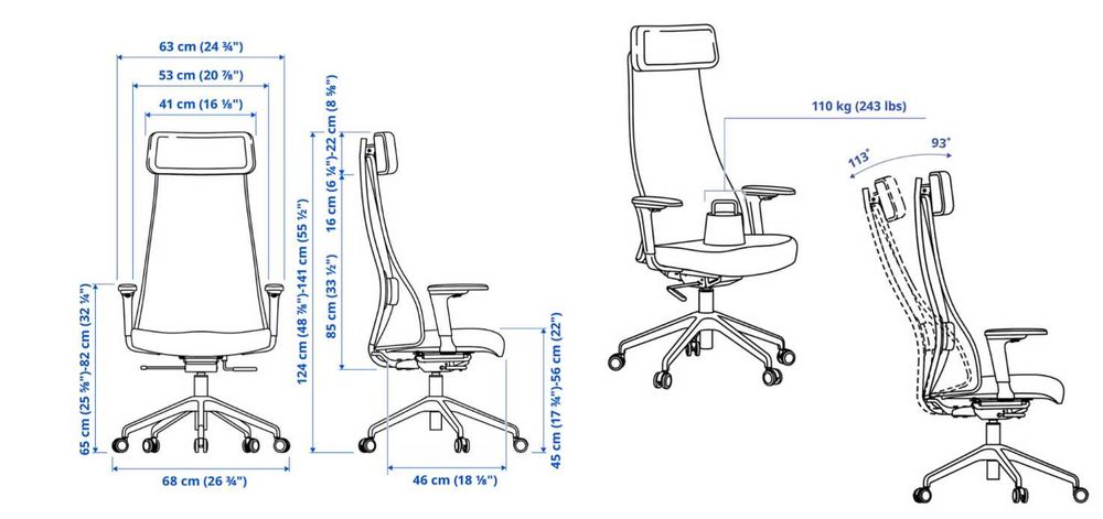 Scaun Birou rotativ cu brațe, IKEA JÄRVFJÄLLET