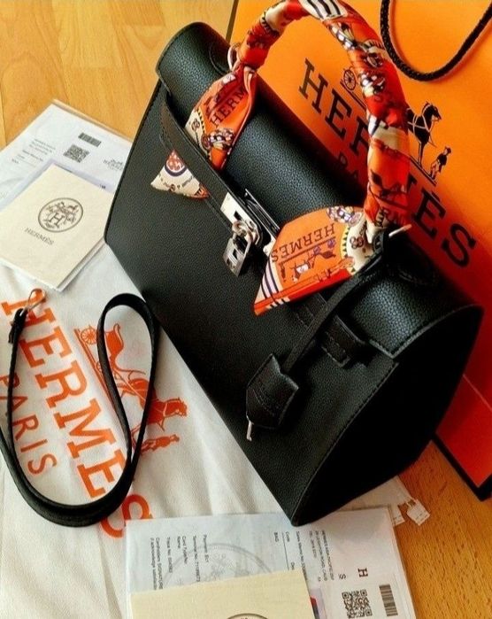 Geanta Hermes Kelly Medium Noir, curea detasabila,saculet, etichetă