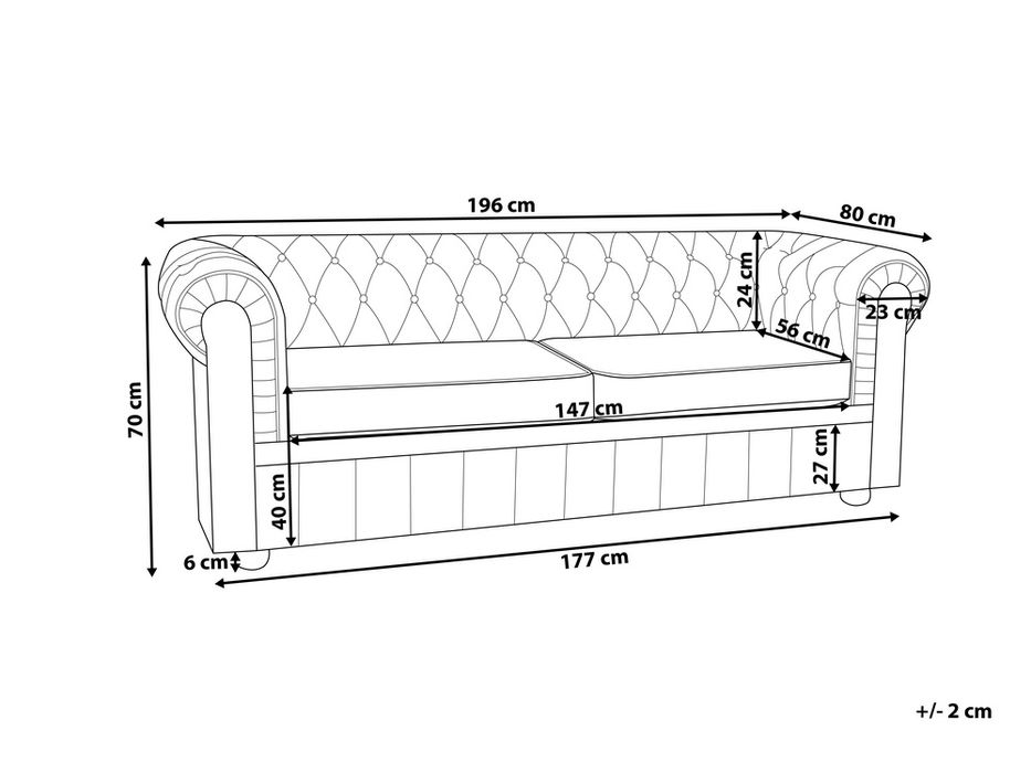 PROMOTIE! NOU Canapea "CHESTERFIELD", piele naturală, negru