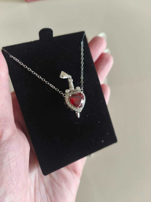 Сребърно бижу сърце и меч, комплект за двойки, страхотен подарък, оригинал от Birse