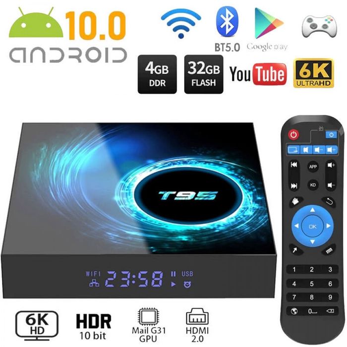 Официальный Android tv 
Смарт ТВ приставка T95
 Android 10 4/32 ГБ Sma