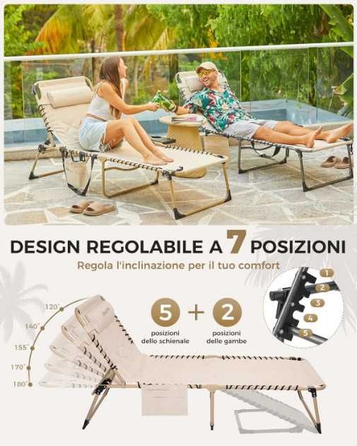 Сгъваем шезлонг KingCamp, голям подплатен градински