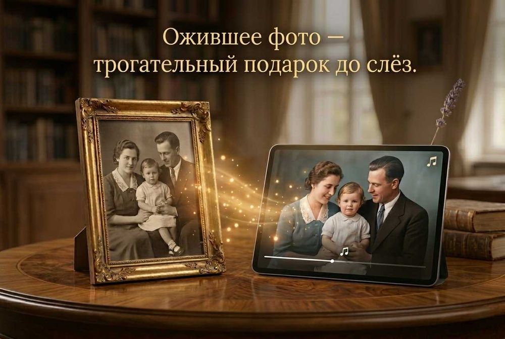 Ожившее фото — трогательный подарок до слёз.