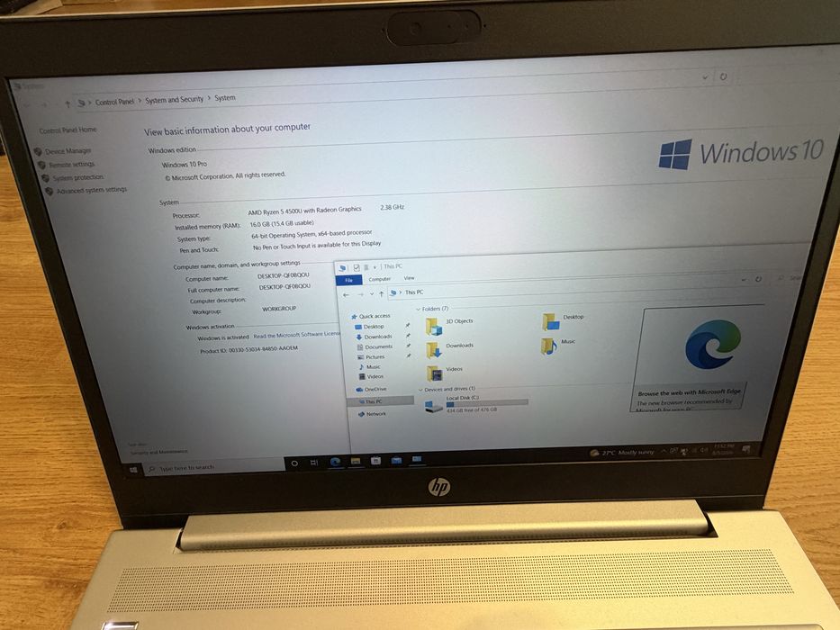 Laptop HP ProBook 455 G7 – Ryzen 5 4500U / 16 GB RAM / SSD 512 GB