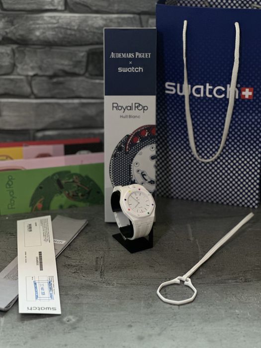 Ceas AP X Swatch Huit Blanc PREMIUM Full Box + Brățară