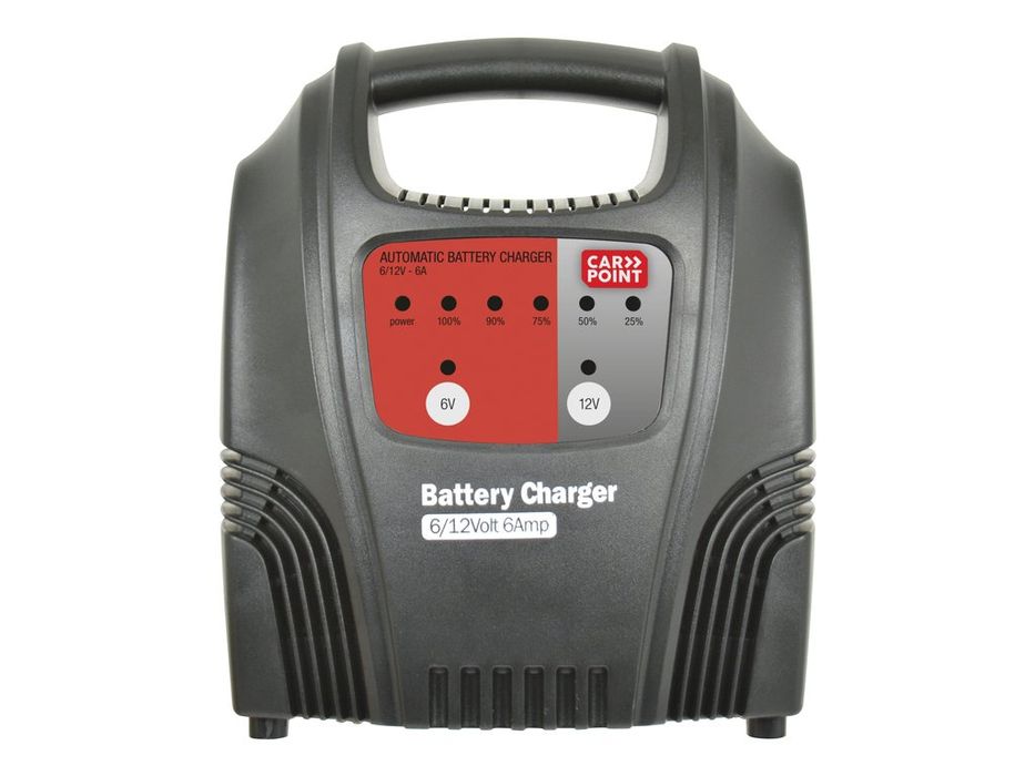 Incarcator acumulator auto Carpoint 6V-12V 6A, redresor automat pentru baterii plumb-acid 12-80Ah, cu 5 leduri si protectie la scurtcircuit