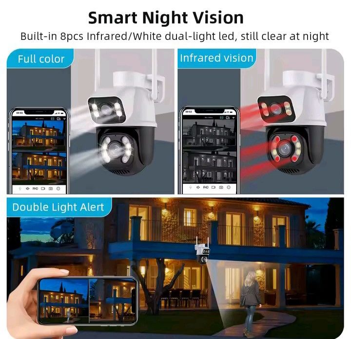 Двойна камера 8 МР PTZ ICSEE WIFI Камера с два обектива Human Detect