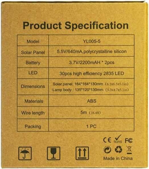 Соларни външни прожектори IP65 водоустойчиви светлини