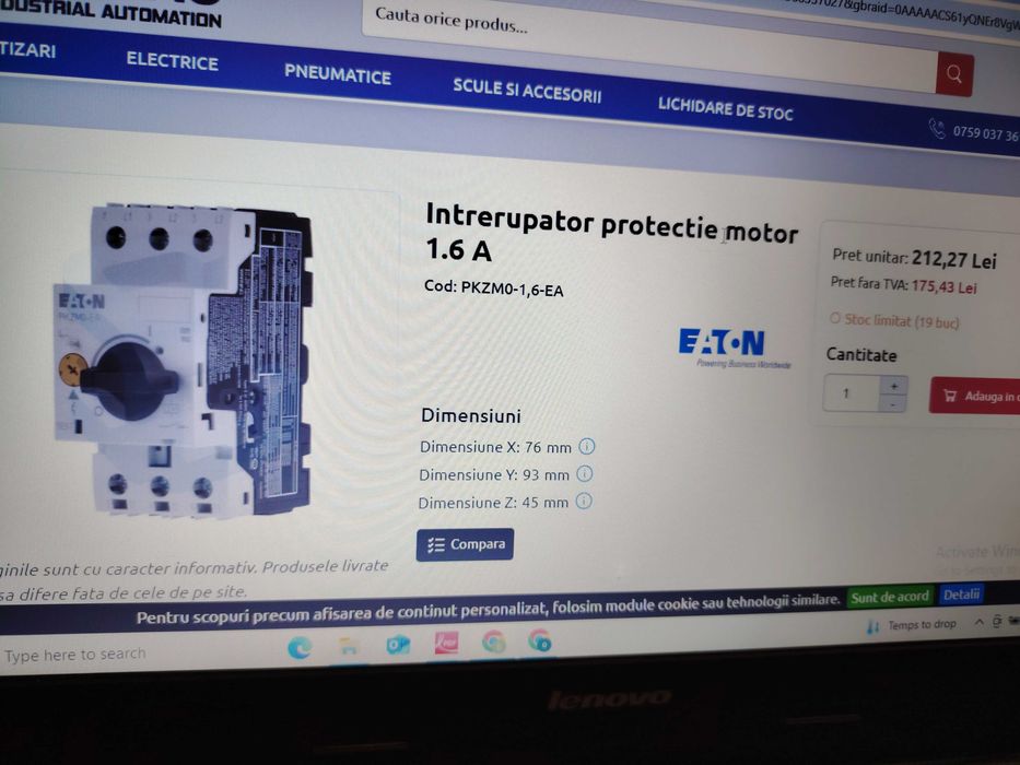 Intrerupator Protectie Motor PKZM0-1,6 -Eaton