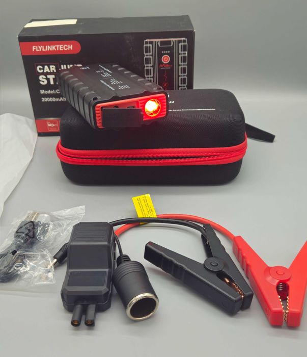 Стартер за автомобил FLYLINKTECH – 20000mAh, 12V, комплект с аксесоари