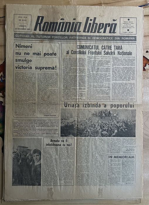 Romania Libera , Libertarea , Ziare Revolutia Romana Decembrie 1989