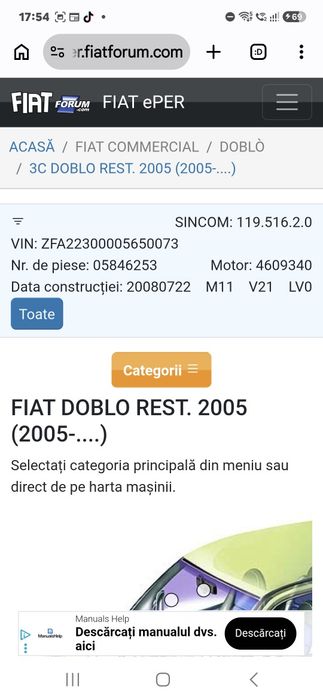 Vând Fiat Doblo 1.4 benzină, 77 CP, Euro 4, pentru reparat/dezmembrări ITP valabil.