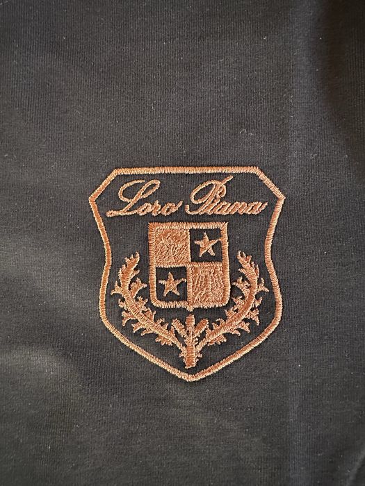 Мъжка,памучна,черна тениска Loro Piana,бродирано лого