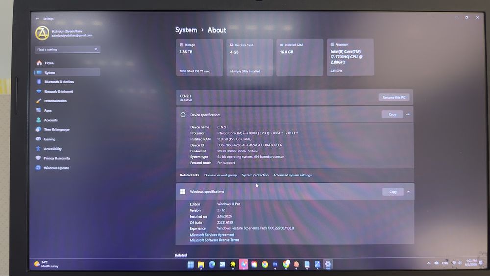 Asus rog strix GL753VD