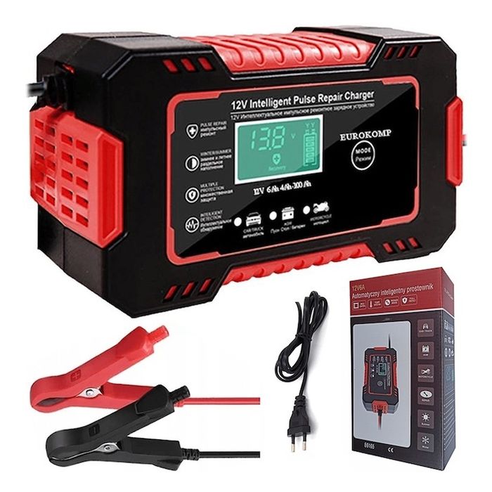 Зарядно устройство за кола , 12V 6A, LCD дисплей, режим на ремонт,
