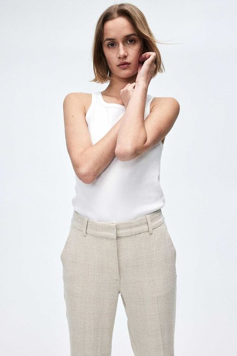 H&M Pantaloni-țigaretă NOI Bej-deschis/în carouri Marime 38