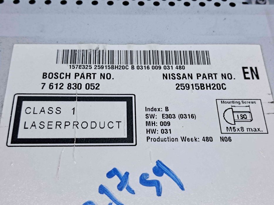 Radio CD cu navigatie Nissan Qashqai [Fabr 2007-2014] 25915BH20C