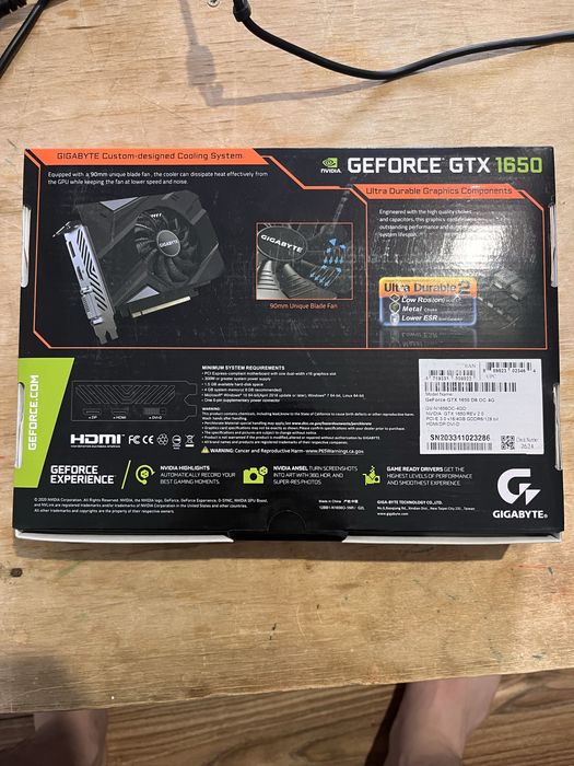 Видеокарта GeForce gtx 1650 Gigabyte