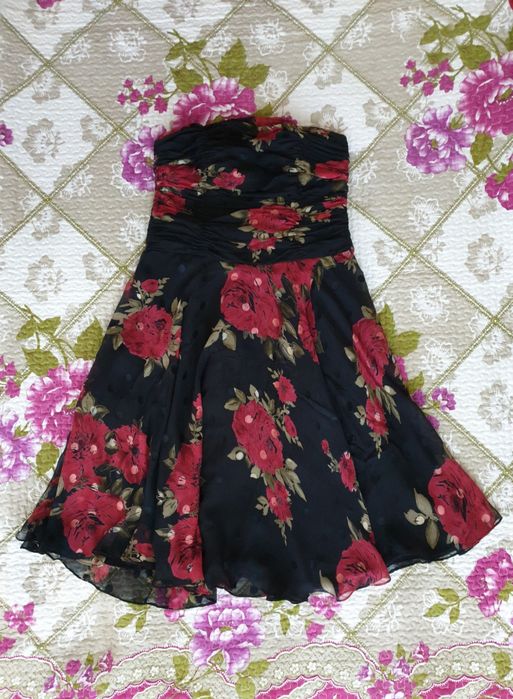Rochie matase naturala ocazie volane midi print floral