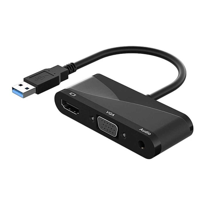 Adaptor 2in1 USB 3.0 la HDMI + VGA cu audio pt laptop, pc, proiector