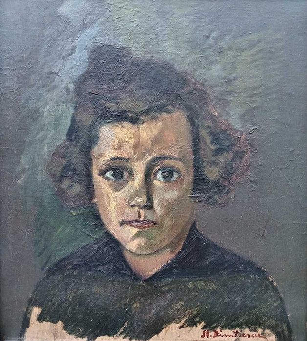 Tablou vechi - portret fetita - semnat St. Dimitrescu