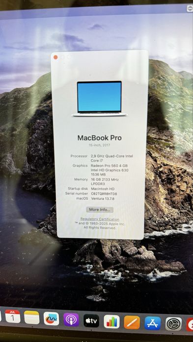 MacBook Pro 15” 2017 | i7 2.9 GHz | 16 GB RAM | 500 GB SSD | Radeon Pro 560 4 GB