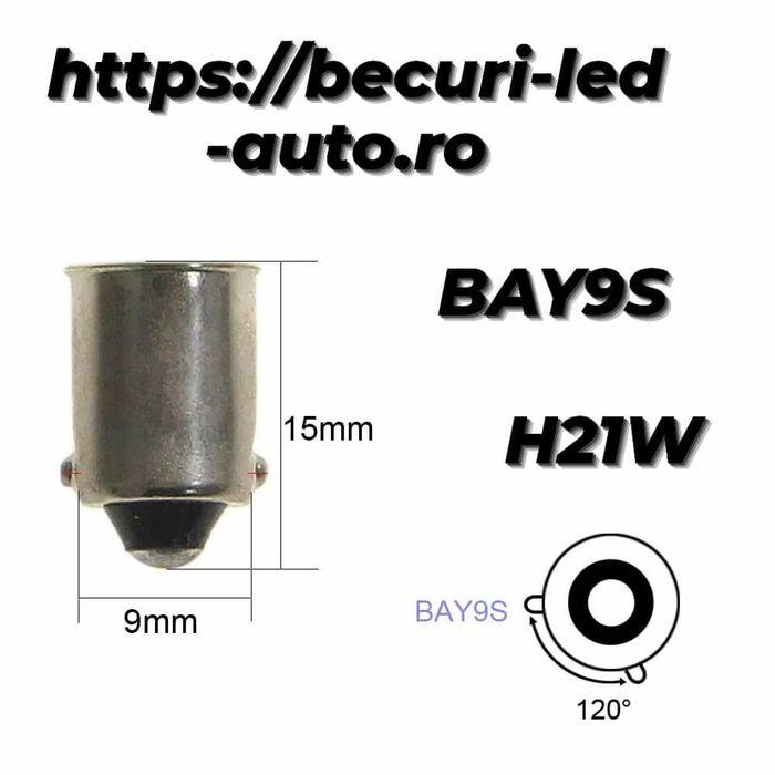 Set Două Becuri Led BAY9S/H21W Lumină Alb-Rece/Unghi 120°