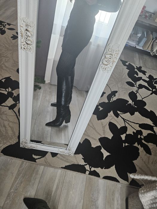 Cizme ciocate Zara piele naturala 37