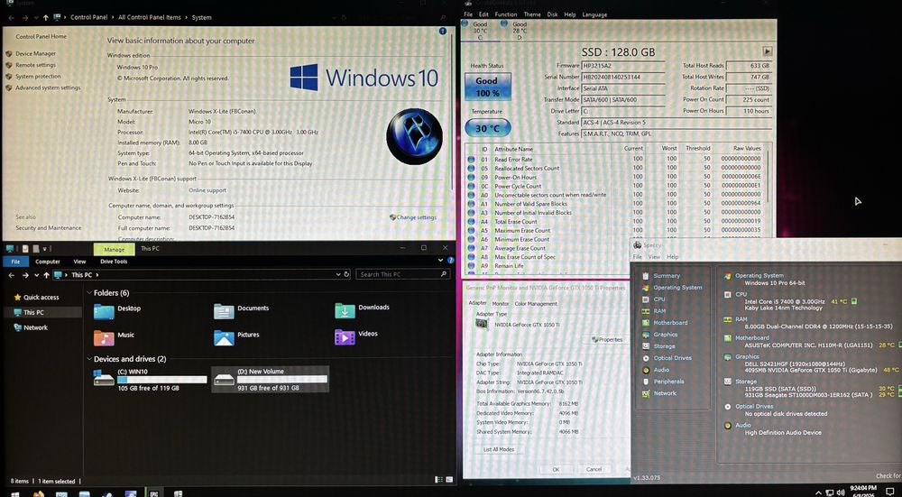 PC Lite Gaming i5 7400, 8GB Ram, GTX 1050 Ti, SSD 120GB, 1TB HDD