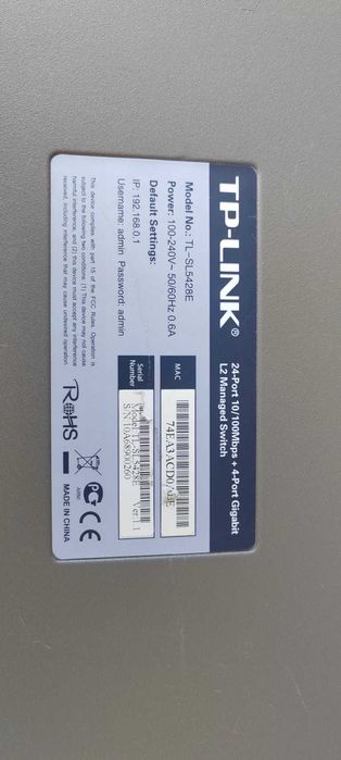 Switch TP-Link TL-SL5428E Managed L2 24 porturi + Gigabit + SFP (rack)