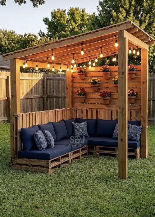 Садовый лаундж зона(паллет диван+каркас)