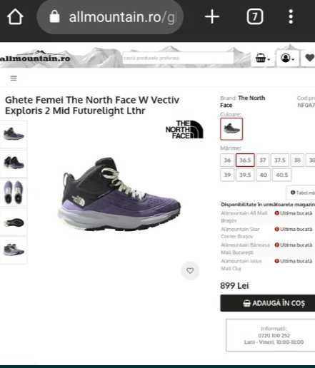 Ghete drumetii North Face Futurelight 36.5 nou