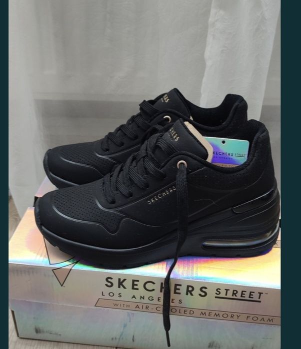 Pantofi sport wedge de piele ecologica Million Air - Elevat, Negru, 36