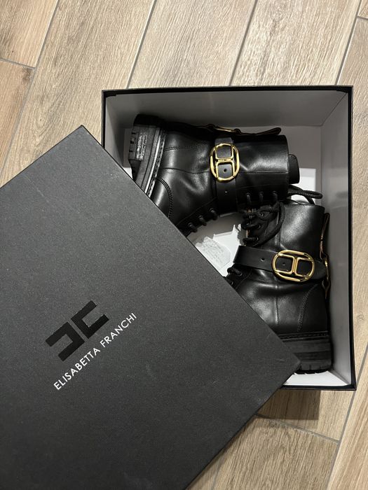 Кубинки Elisabetta Franchi 37 номер, черни, кожа.