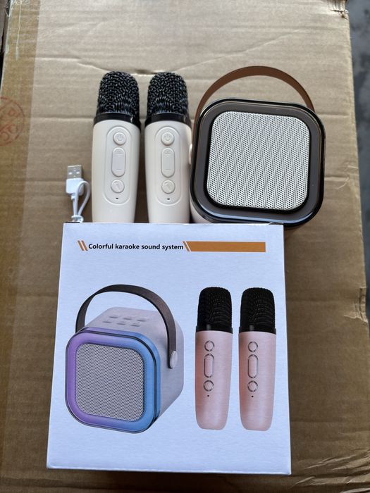 Sistem karaoke portabil cu boxa si 2 microfoane wireless