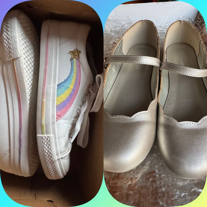 Златисти обувки Окайди и маратонки nelli blue 34