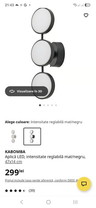 Lampa Kamomba ikea/măsuță machiaj/toaleta
