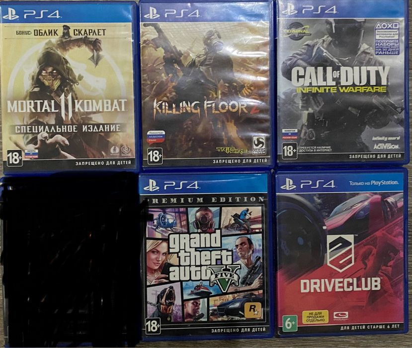 PS4 диски гта 5 мортал комбат 11 килинг флор2 калл офф дути и еще фото