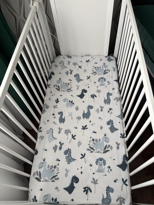 Patut din lemn bebe 120x60 plus saltea din cocos ca noi