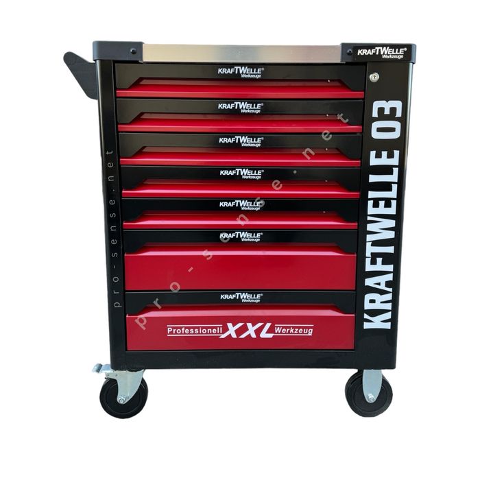 Шкаф с 7 Чекмеджета с Инструменти с 6 Пълно Оборудвани KraftWelle