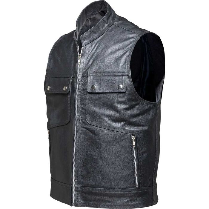 Vesta moto de piele de vaca Noua Black Highway