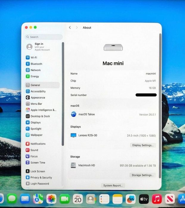 Mac Mini M1 16GB RAM, 2TB SSD (8 CPU, 8 GPU cores)
