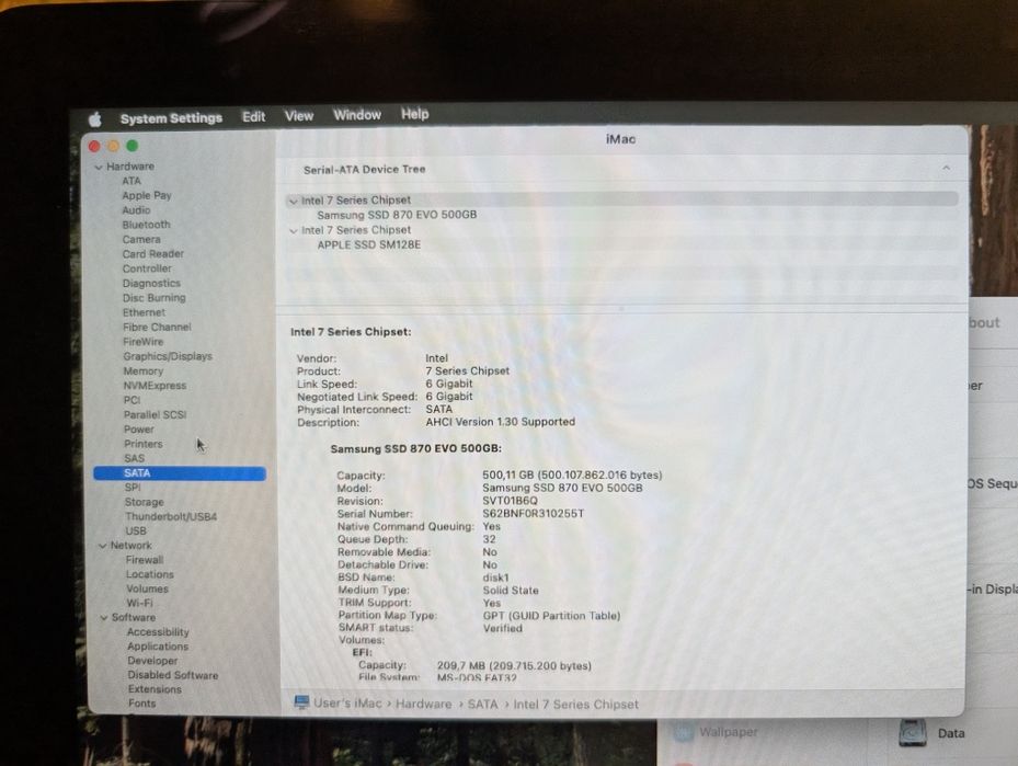 Imac 21,5" i5 8gb RAM 500gb ssd 128 M2