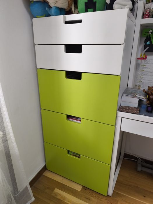 Set mobilier complet copii dulap dormitor Stuva Ikea alb verde