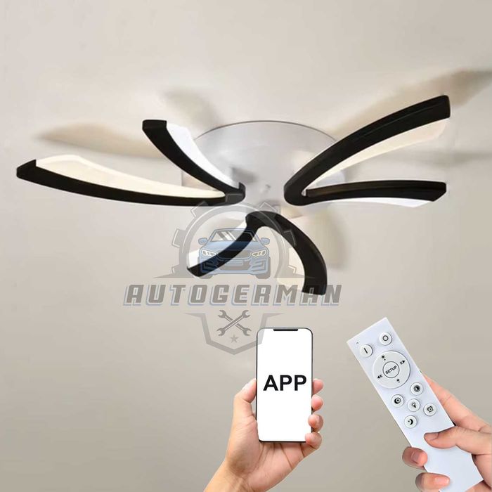 Таванна лампа 30W абажур черна дизайн с LED 3-степенна димируема